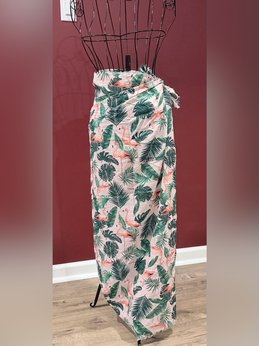 Tropical Flamingo Wrap Skirt - Pink & Green